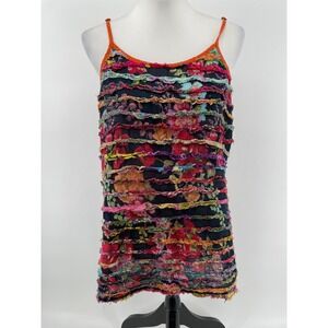 Ruffle Cami Top Women Medium Floral Boho Festival Hippie Cottage Country Artsy